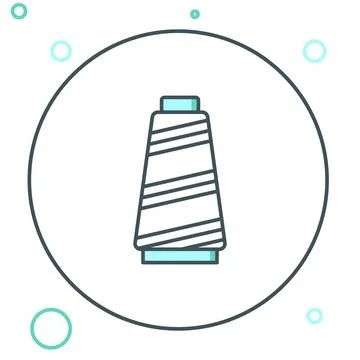 Line Sewing thread on spool icon isolated on white background. Yarn spool. .. Stock Illustration