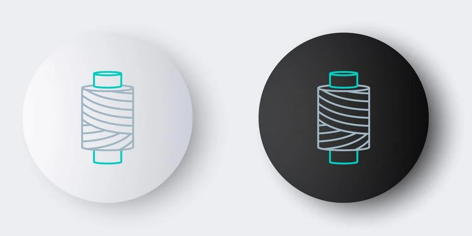 Line Sewing thread on spool icon isolated on grey background. Yarn spool. T.. Stock Illustration