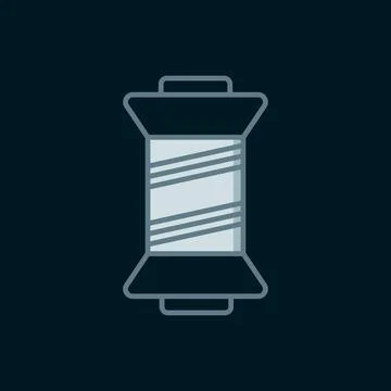 Line Sewing thread on spool icon isolated on black background. Yarn spool. .. Illustrazione stock