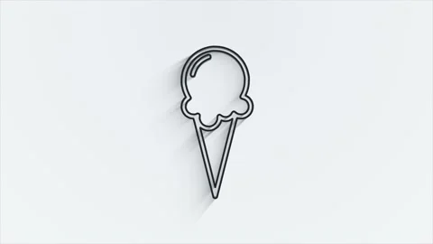 Line shadow Ice cream in waffle cone icon isolated on green background. Sweet Stock Footage 153869609