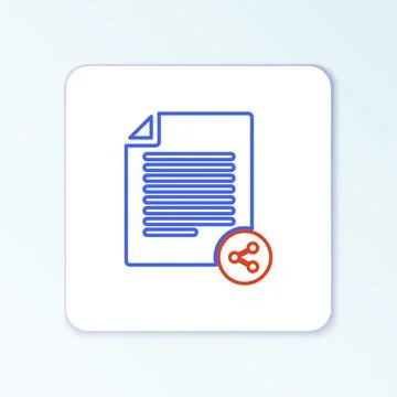 Line Share file icon isolated on white background. File sharing. File transfer Illustrazione stock