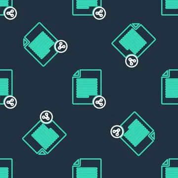 Line Share file icon isolated seamless pattern on black background. File sharing Stock Illustration