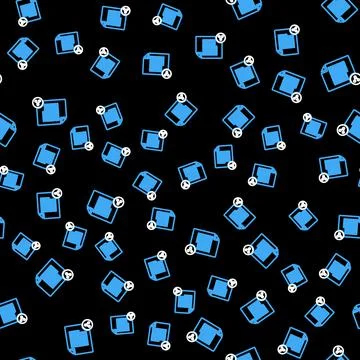 Line Share file icon isolated seamless pattern on black background. File sharing Illustrazione stock