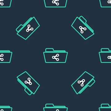 Line Share folder icon isolated seamless pattern on black background. Folder Stock Illustration