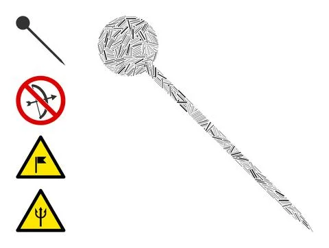 Line Sharp Pin Icon Vector Collage イラスト素材