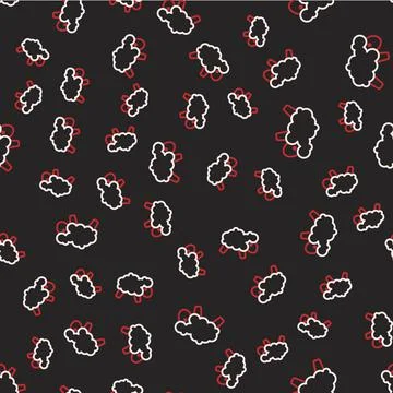 Line Sheep icon isolated seamless pattern on black background. Counting sheep to Stock Illustration