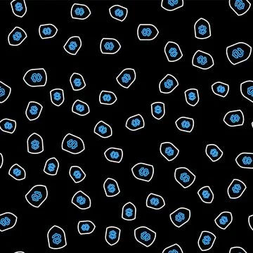 Line Shield and dollar icon isolated seamless pattern on black background Illustrazione stock