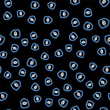Line Shield and eye icon isolated seamless pattern on black background. Security イラスト素材