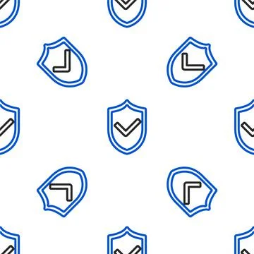 Line Shield with check mark icon isolated seamless pattern on white background Stock Illustration
