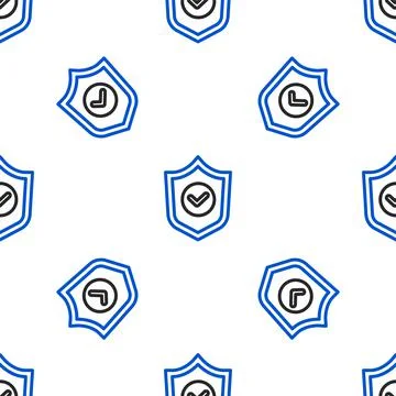 Line Shield with check mark icon isolated seamless pattern on white backgroun Illustrazione stock
