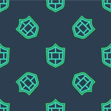 Line Shield with cyber security brick wall icon isolated seamless pattern on  스톡 일러스트