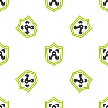 Line Shield face recognition icon isolated seamless pattern on white background Stock Illustration