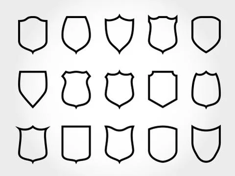 Line shield. Force shielded badges of plain coat arms, protective cover vector Ilustración de archivo