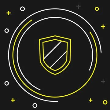Line Shield icon isolated on black background. Guard sign. Security, safety Stock Illustration