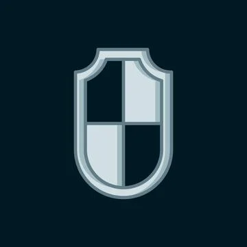 Line Shield icon isolated on black background. Guard sign. Security, safety.. Stock Illustration