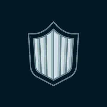 Line Shield icon isolated on black background. Guard sign. Security, safety.. Stock Illustration