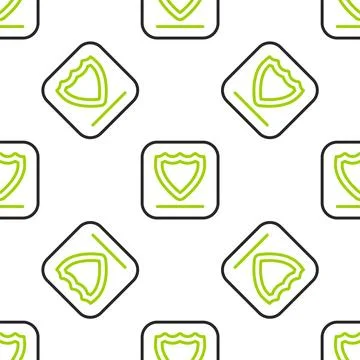 Line Shield icon isolated seamless pattern on white background. Guard sign... Stock Illustration