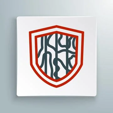 Line Shield icon isolated on white background. Guard sign. Security, safety,  Stock Illustration