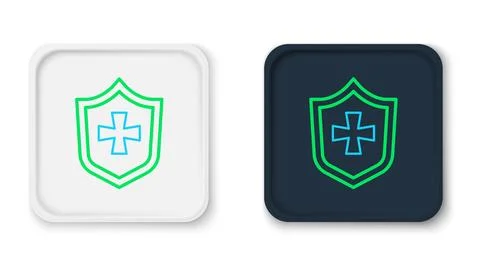 Line Shield icon isolated on white background. Guard sign. Security, safety Stock Illustration