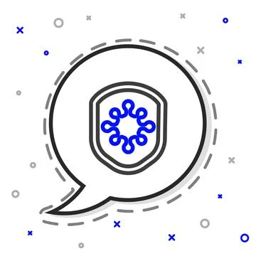 Line Shield protecting from virus, germs and bacteria icon isolated on white Stock Illustration