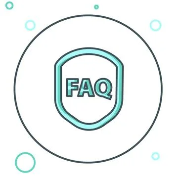 Line Shield with text FAQ information icon isolated on white background. Gu.. Stock Illustration