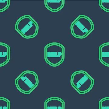 Line Shield with text Help icon isolated seamless pattern on blue background Stock Illustration