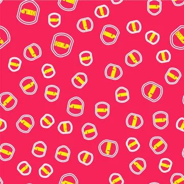 Line Shield with text Help icon isolated seamless pattern on red background Stock Illustration