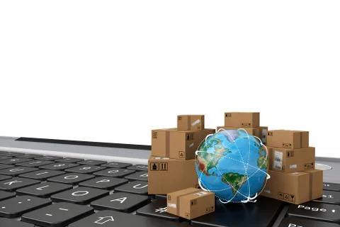 On line shipment. 3D Rendering Stock Illustration