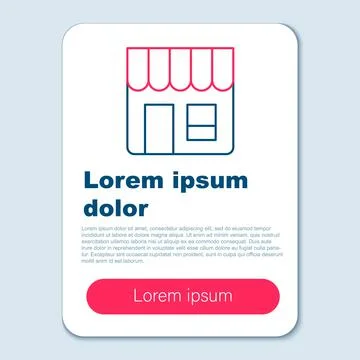 Line Shopping building or market store icon isolated on grey background. Shop Ilustración de archivo