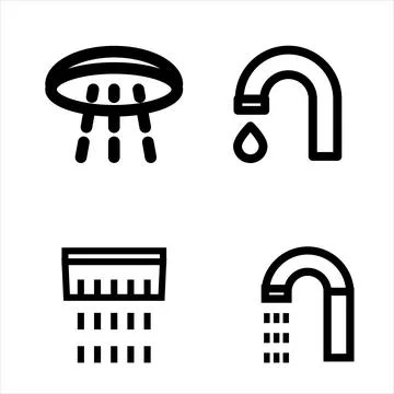 Line shower icon set isolated on white background Stock Illustration