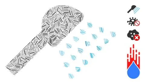 Line Shower Icon Vector Mosaic Illustrazione stock