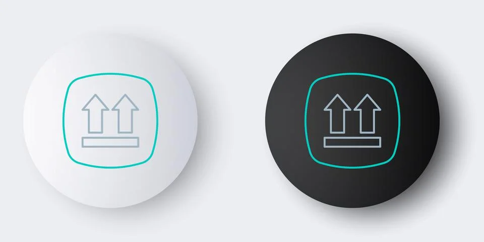 Line This side up icon isolated on grey background. Two arrows indicating top Stock Illustration