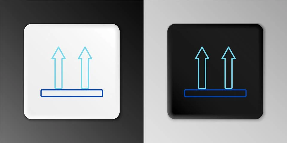 Line This side up icon isolated on grey background. Two arrows indicating top Stock Illustration
