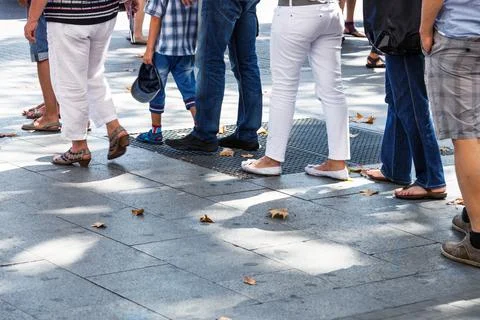 Line on the sidewalk Stock Photos