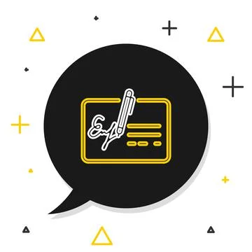 Line Signed document line icon isolated on white background. Pen signing a Stock Illustration