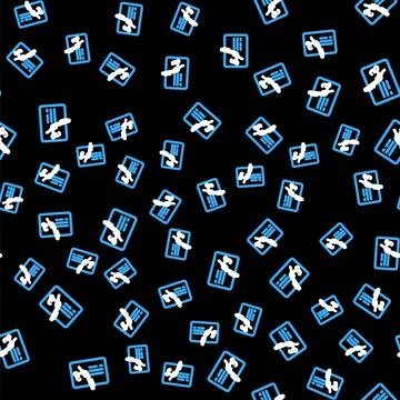 Line Signed document line icon isolated seamless pattern on black background Stock Illustration