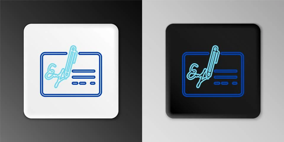 Line Signed document line icon isolated on grey background. Pen signing a Stock Illustration