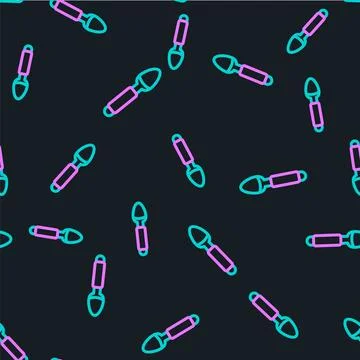 Line Silver spoon icon isolated seamless pattern on black background. Cooki.. Stock Illustration