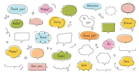 Line simple balloon frame for text title. Line decoration simple speech bubble Stock Illustration