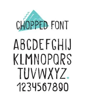 Line simple chopped font. Universal alphabet with capital letter Stock Illustration