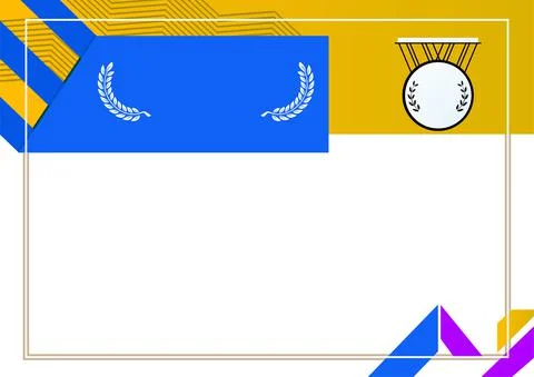 Line simple frame for certificate. Straight border and triangle corner. Stock Illustration