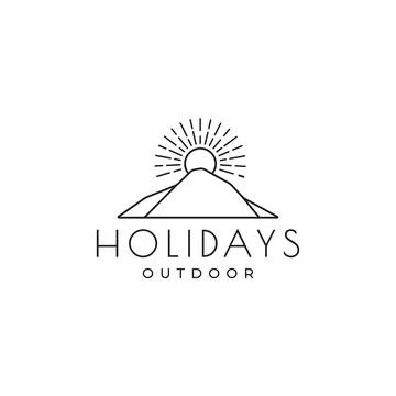 Line simple hill or mountain with sun shine logo design vector graphic symb.. 스톡 일러스트