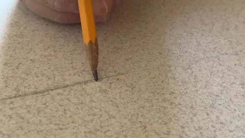 Line with a simple pencil. Construction marking with a pencil. Stock Footage 288453438