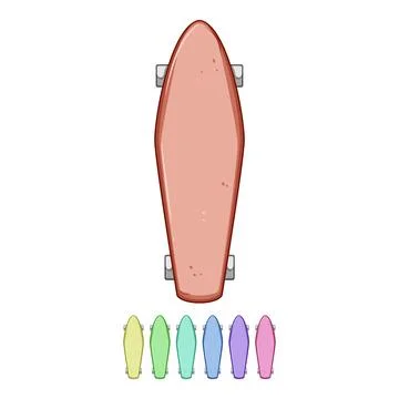 Line skate board cartoon vector graphic Illustration