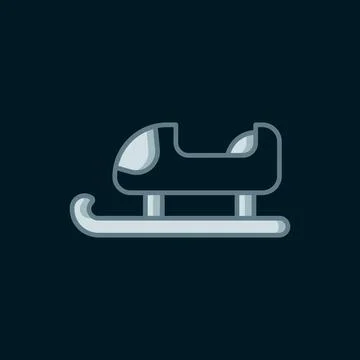 Line Sled icon isolated on black background. Winter mode of transport. Flat.. Stock Illustration