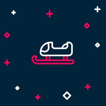 Line Sled icon isolated on blue background. Winter mode of transport. Color.. Stock Illustration