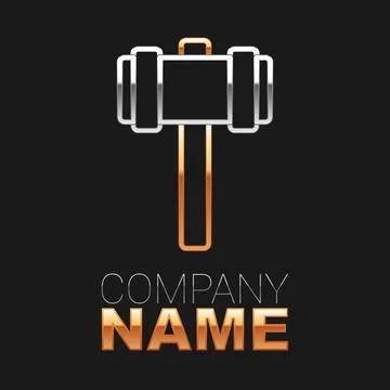 Line Sledgehammer icon isolated on black background. Colorful outline concept Illustration