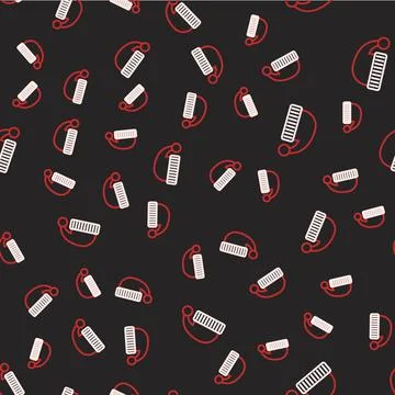 Line Sleeping hat icon isolated seamless pattern on black background. Cap for Illustrazione stock