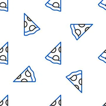Line Slice of pizza icon isolated seamless pattern on white background. Fast Stock Illustration