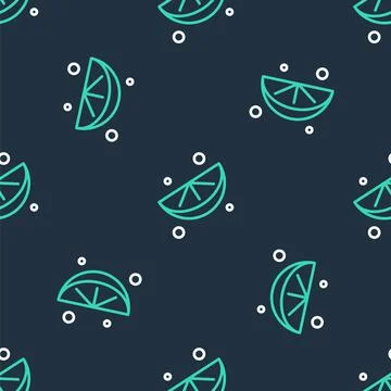 Line Sliced lime icon isolated seamless pattern on black background. Vector Stock Illustration